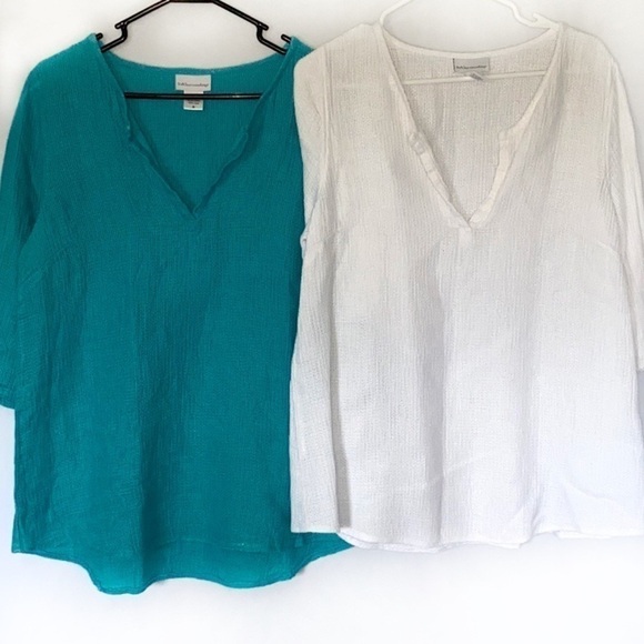 Soft Surroundings Linen Tunics Size Medium Tunics Waffle Knit V Neck Two - Picture 1 of 16